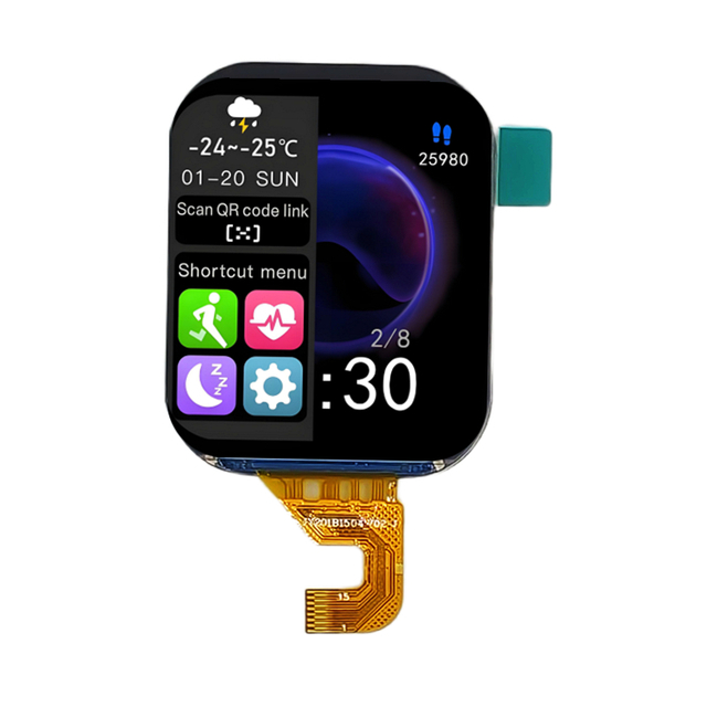 2" IPS LCD 240x296 SPI - Can Add Touch Screen Display for Smart Watches & Medical Wearables