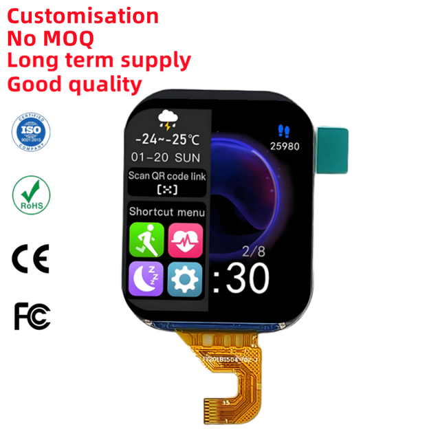 2" IPS LCD 240x296 SPI - Can Add Touch Screen Display for Smart Watches & Medical Wearables